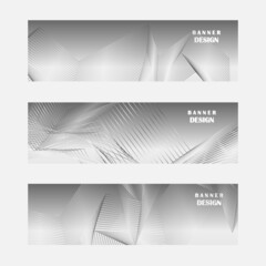 Set of grey and silver banner design