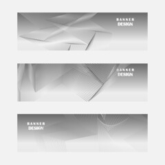 Set of grey and silver banner design
