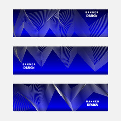 Set of blue and silver banner design