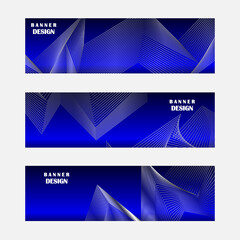 Set of blue and silver banner design