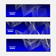 Set of blue and silver banner design