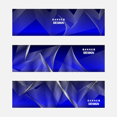 Fototapeta premium Set of blue and silver banner design
