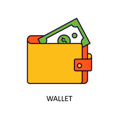 Wallet Vector Filled Outline Icon Design illustration. Fintech Symbol on White background EPS 10 File