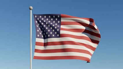 Waving US national Flag with clear sky