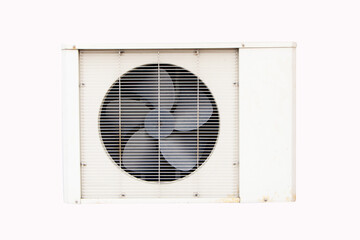 Air old conditioner compressor. Source heat pumps on wall outdoor on roof top of building for...