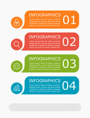 Business infographic Vector with 4 steps. Used for presentation,information,education,connection,marketing, strategy,technology,learn,creative,growth,stairs,idea,flow,mobile,smartphone,phone,work.