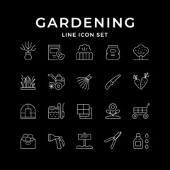 Fototapeta na wymiar Set line icons of gardening