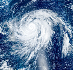 Aerial view of Super Typhoon Hagibis, Spinning in the western Pacific Ocean, typhoon grew from a...