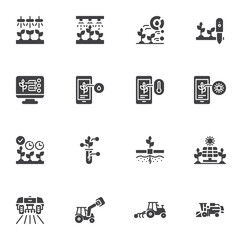 E-agriculture vector icons set