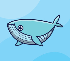 cute whale on the ocean cartoon vector icon illustration logo mascot hand drawn concept trandy cartoon	