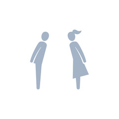Man and woman bowing icon, Vector silhouette illustration.