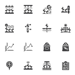 Smart farming technology vector icons set