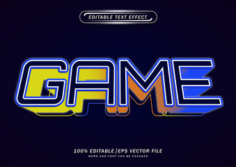 Neon style game text editable effect