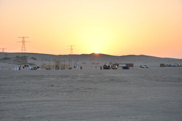 Sunset in desert. Al Wathba fossil dunes in UAE