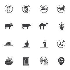 Islamic religion vector icons set