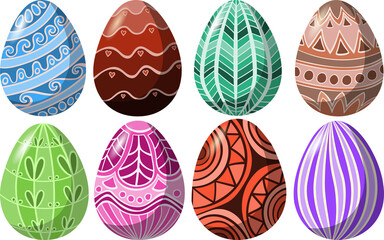 Vector illustration- set of color bright Easter eggs.