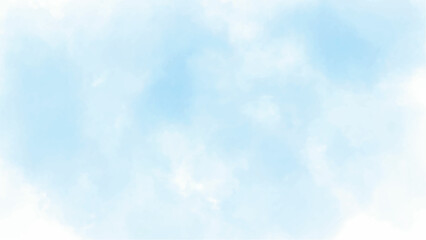 Abstract watercolor painting blue sky overcast above the cloud in panorama view beautiful cloudscape for background. Vector illustrator