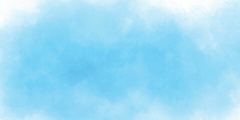 Watercolor illustration art abstract blue color texture background, clouds and sky pattern.