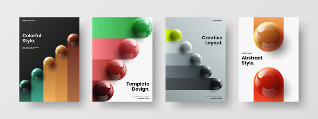 Trendy handbill vector design illustration bundle. Amazing realistic balls flyer concept collection.