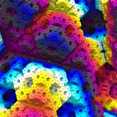 Abstract rainbow colored fractal background, dodecahedron shape. 3d render