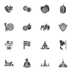 Thailand travel vector icons set