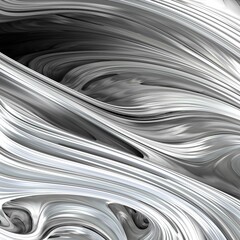 Abstract silver 3d waves with reflection. Monochrome background