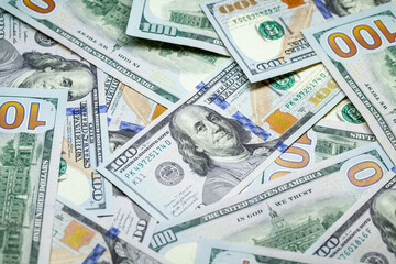 One Hundred Dollars notes. USD background