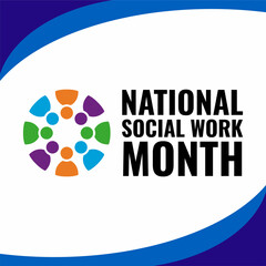 National Social Work Month, Poster or banner design, Colorful Human Icons. Simple vector illustrations.