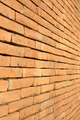 Brick wall in side view for background work.
