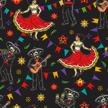 Mariarchi performance colorful seamless pattern