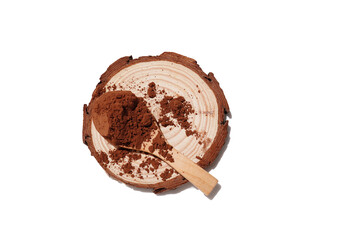cocoa powder on a white background