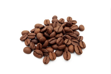 a pile of coffee beans. isolated white background