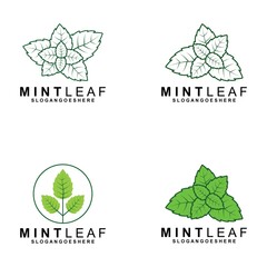 Mint Leaf Logo Template Design Vector, Emblem, Design Concept, Creative Symbol, Icon