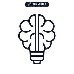 creativity bulb brain icon symbol template for graphic and web design collection logo vector illustration