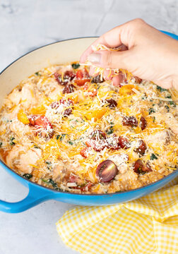 Creamy kamut with spinach and salmon