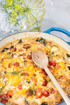 Creamy kamut with spinach and salmon