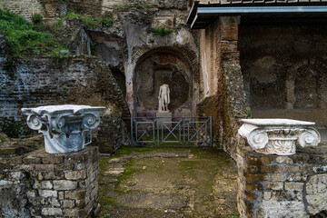 Roman ruins at Baia archaeology park, Naples. Baia was a wealthy roman town famous for its thermal...
