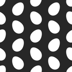 White eggs on black background seamless pattern.