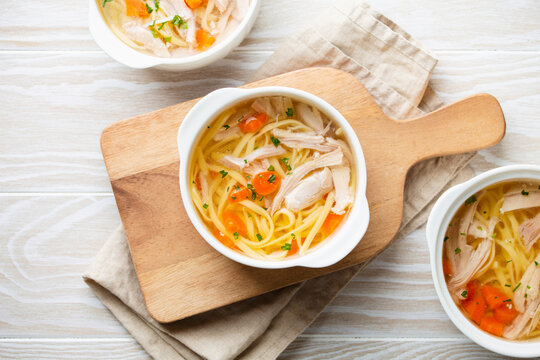 Warm healthy homemade chicken soup