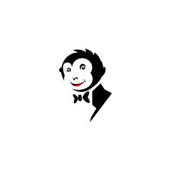 monkey logo illustration suit clipart design vector