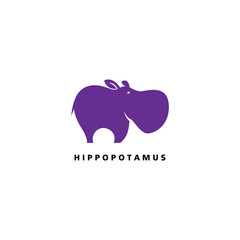 hippopotamus logo animal cute small design illustration clipart vector