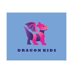 dragon child logo animal cute design element vector