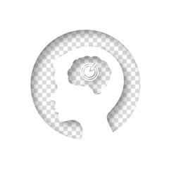 Boy head sign icon. Conceptual illustration of migraine in people. Silhouette of a child. Vector clipart illustration. Paper cut on transparent background