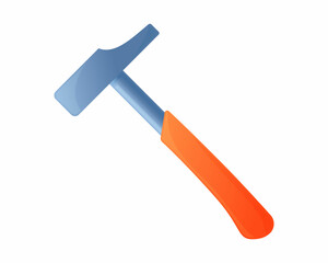 Vector illustration claw hammer isolated on white background. Carpenter or builder hammer vector icon in flat cartoon style. Handyman tool for home repair.
