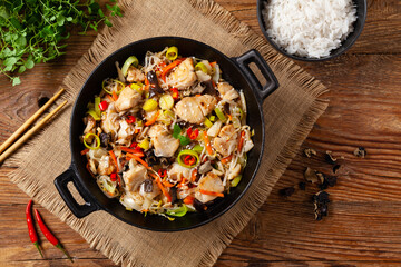 Chinese style cod, prepared in a wok