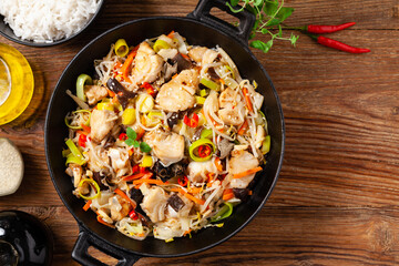 Chinese style cod, prepared in a wok
