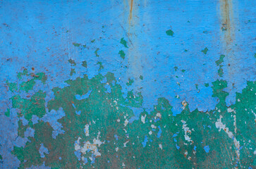 Vintage surface. Old peeling paint. Wooden surface. Rust structure.