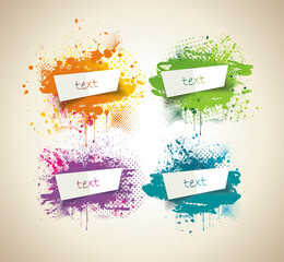 Folded sticker set with place for your text on splash design.