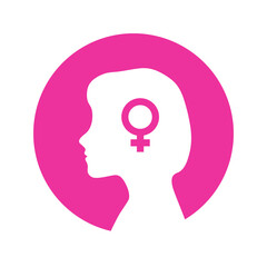 The problem of gender choice for a person in modern society. Silhouette of a girl with a gender sign. Multicultural polygender society. Variety of genders