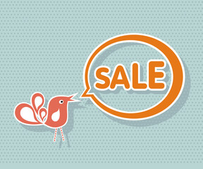 Announcement of the upcoming sale design with bird, vintage style illustrations.